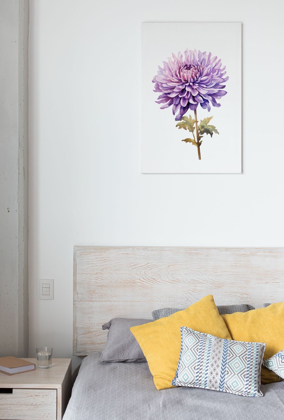 Purple Chrysanthemum Bloom Watercolour Botanical Flower Poster - Image 7