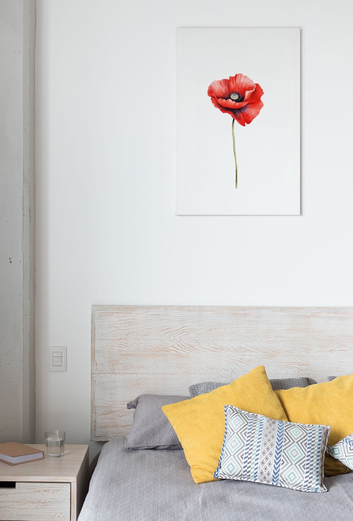 Red Poppy Single Bloom Classic Watercolour Botanical Flower Poster - Image 6