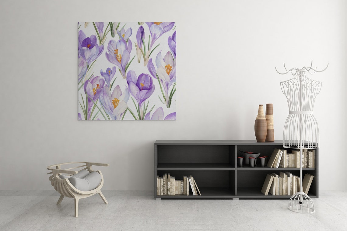Purple Crocus Bloom Pattern Watercolour Botanical Flower Poster - Image 8