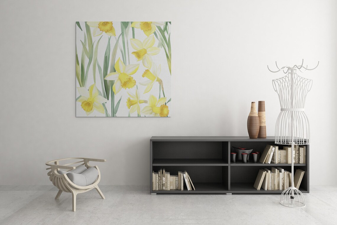 Yellow Daffodils Spring Field Fresh Watercolor Floral Botanical Poster - Image 6