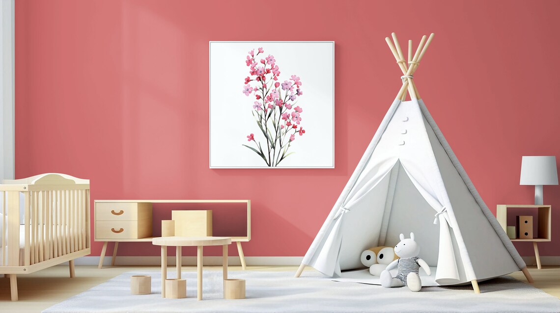 Pink Forget-Me-Not Sprays Delicate Watercolor Flower Art Poster - Image 2