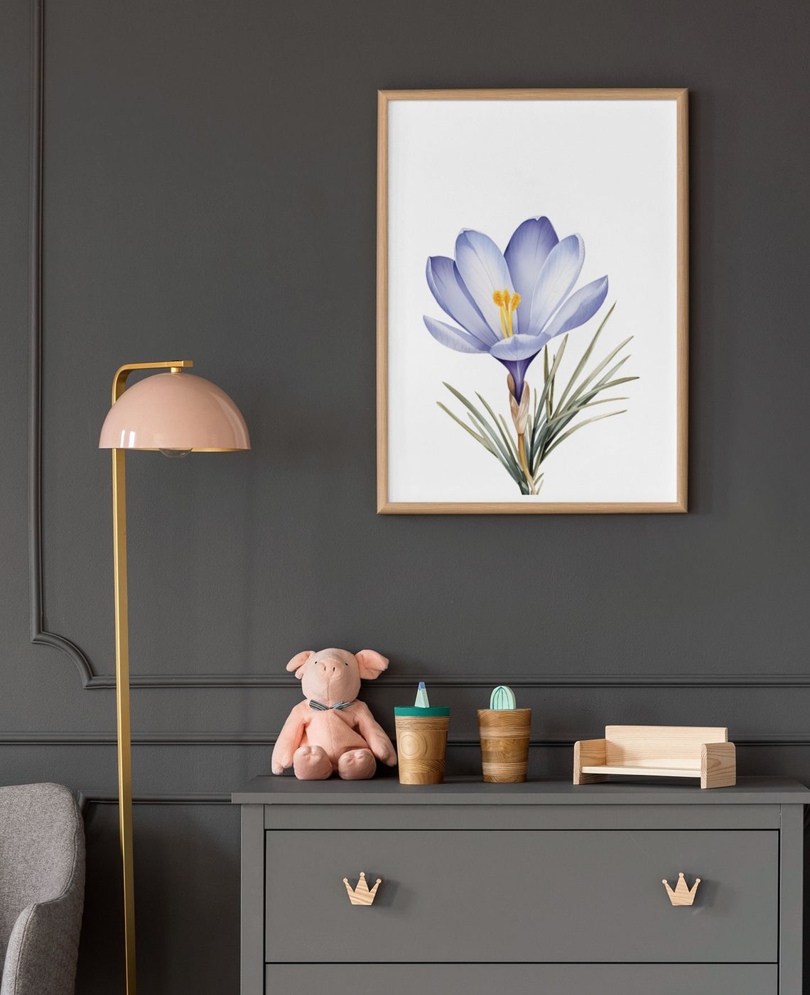 Periwinkle Blue Crocus Flower Cheerful Watercolor Art Poster - Image 7