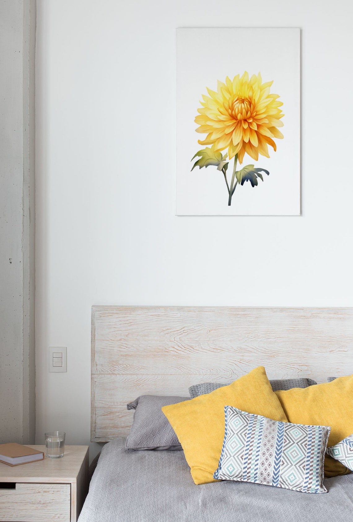 Sunny Yellow Dahlia Blossom Watercolour Botanical Art Poster - Image 7