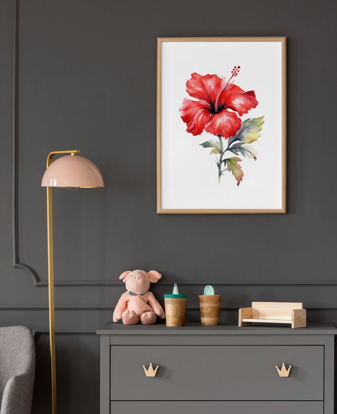 Red Hibiscus Tropical Flower Lush Scarlet Watercolor Art Poster - Image 9