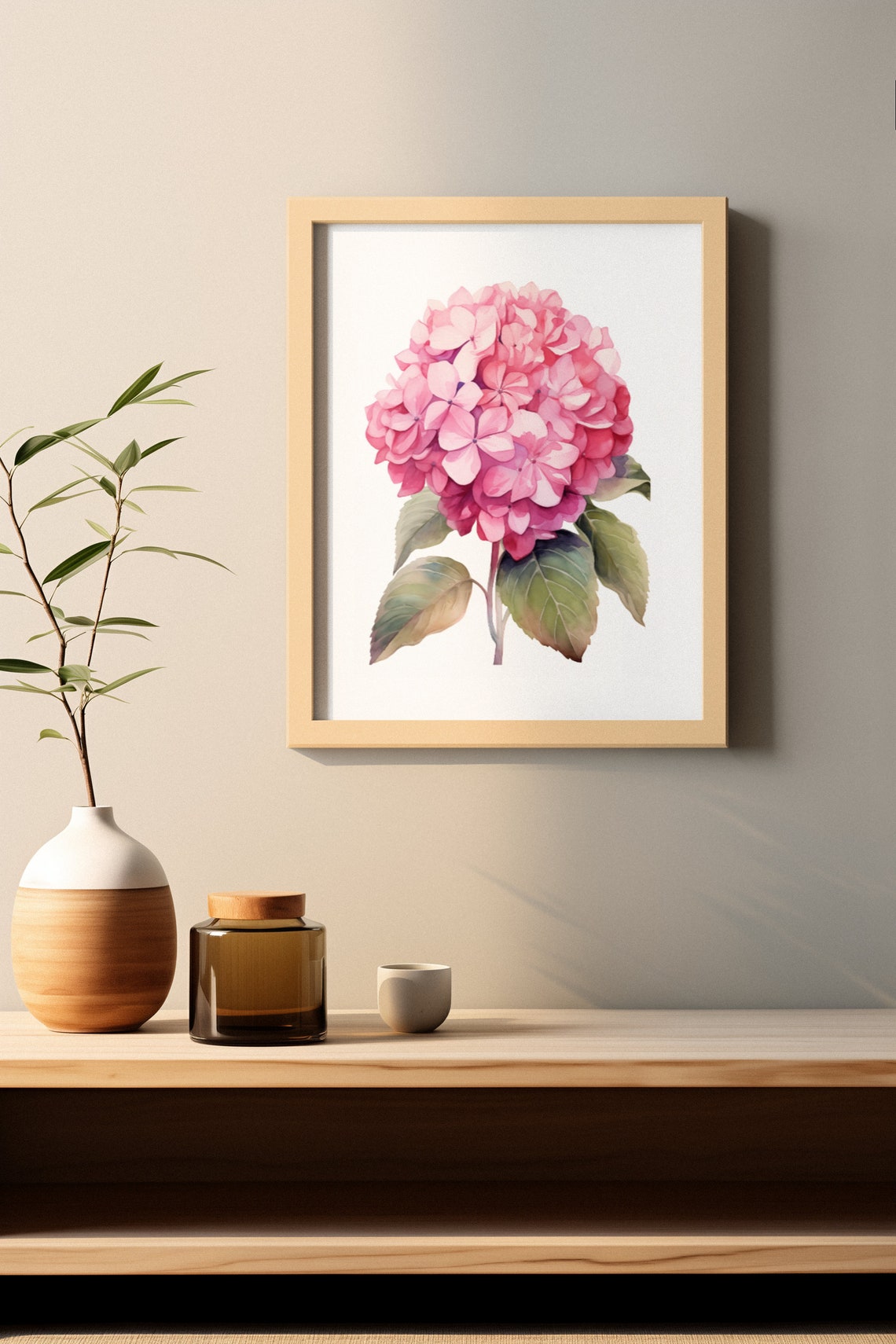 Soft Pink Hydrangea Blossom Gentle Dreamy Watercolor Art Poster - Image 3