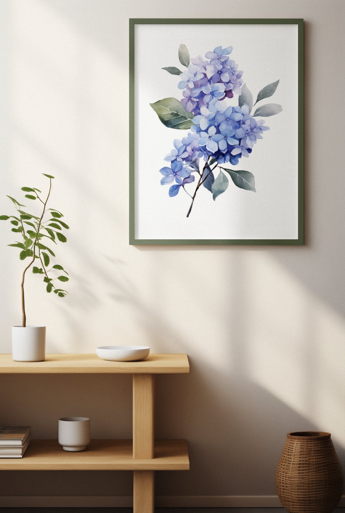 Blue Lilac Blossom Cluster Watercolour Botanical Flower Poster - Image 3