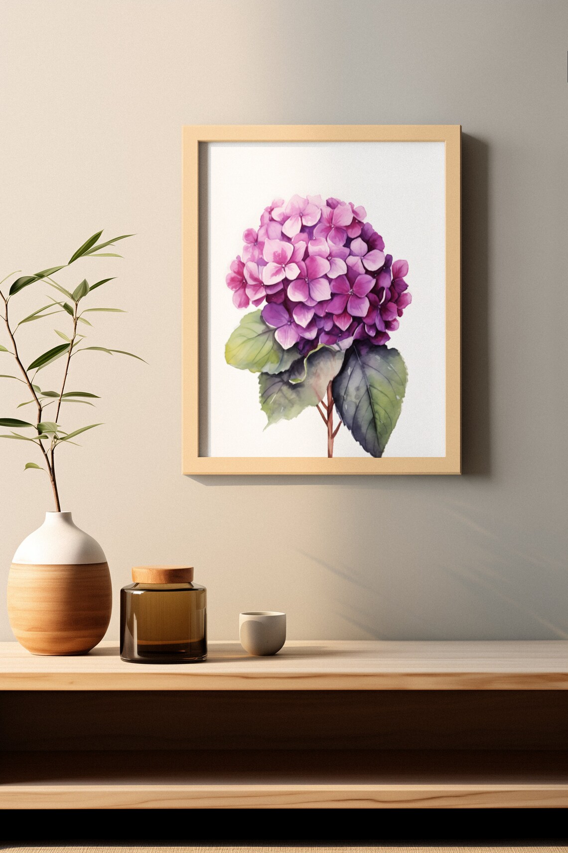 Purple Hydrangea Violet Bloom Jewel-Toned Watercolor Art Poster - Image 3