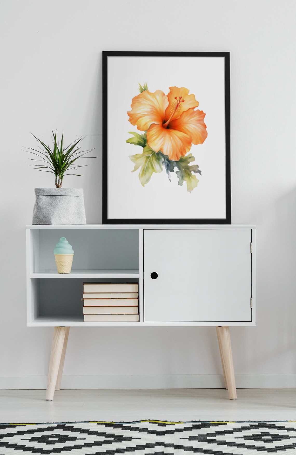 Orange Hibiscus Tropical Bloom Sunny Radiant Watercolor Art Poster - Image 5
