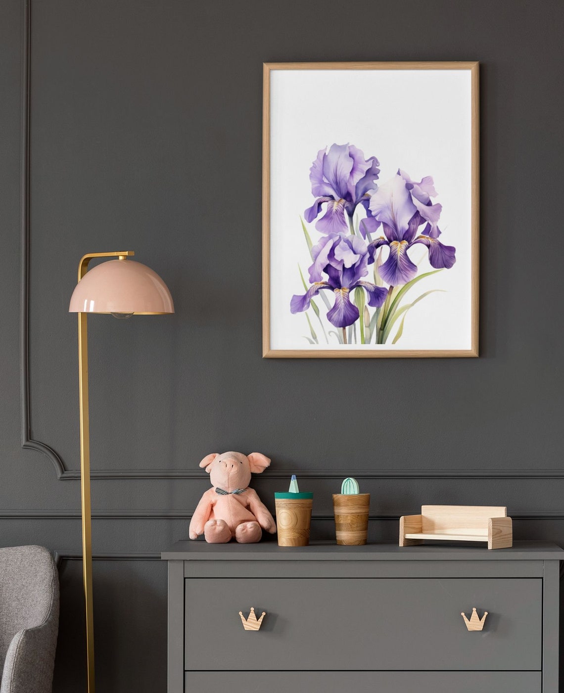 Purple Bearded Iris Cluster Rich Watercolor Floral Botanical Poster - Image 6