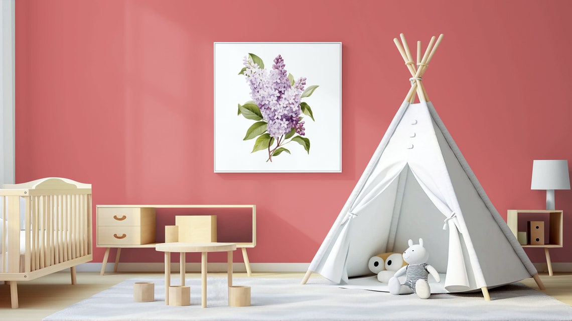 Mauve Lilac Budding Clusters Watercolour Botanical Flower Poster - Image 4