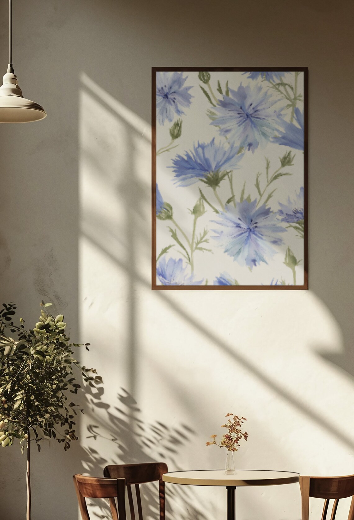Blue Chicory Wildflowers Soft Watercolor Floral Botanical Poster - Image 2