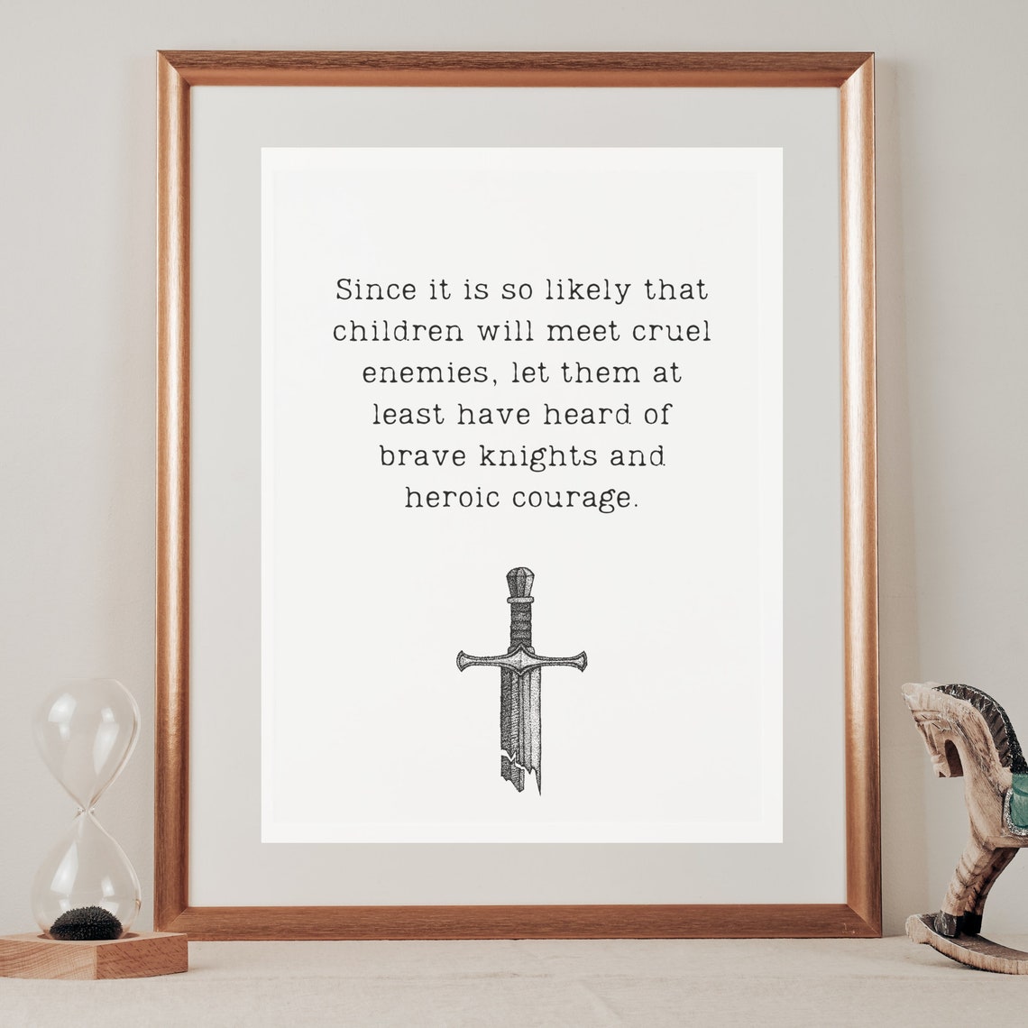 C.S. Lewis Brave Knights Quote With Sword Minimal Typography Print - Image 3