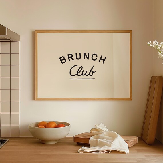 Brunch Club Print Bar Cart Art Hand Lettered Sign For Kitchen