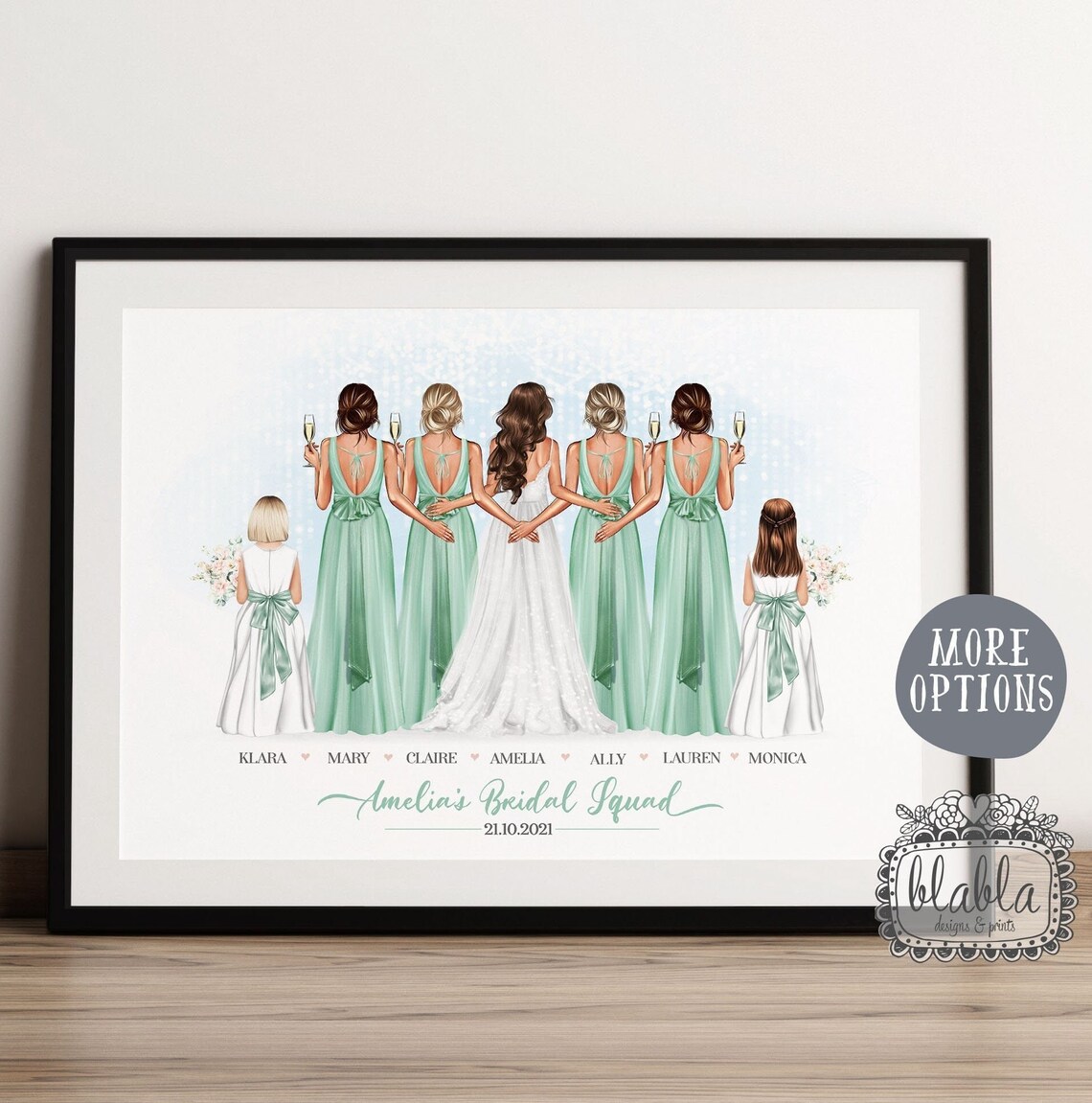 Bride Squad Floral Wedding Gift Art Print