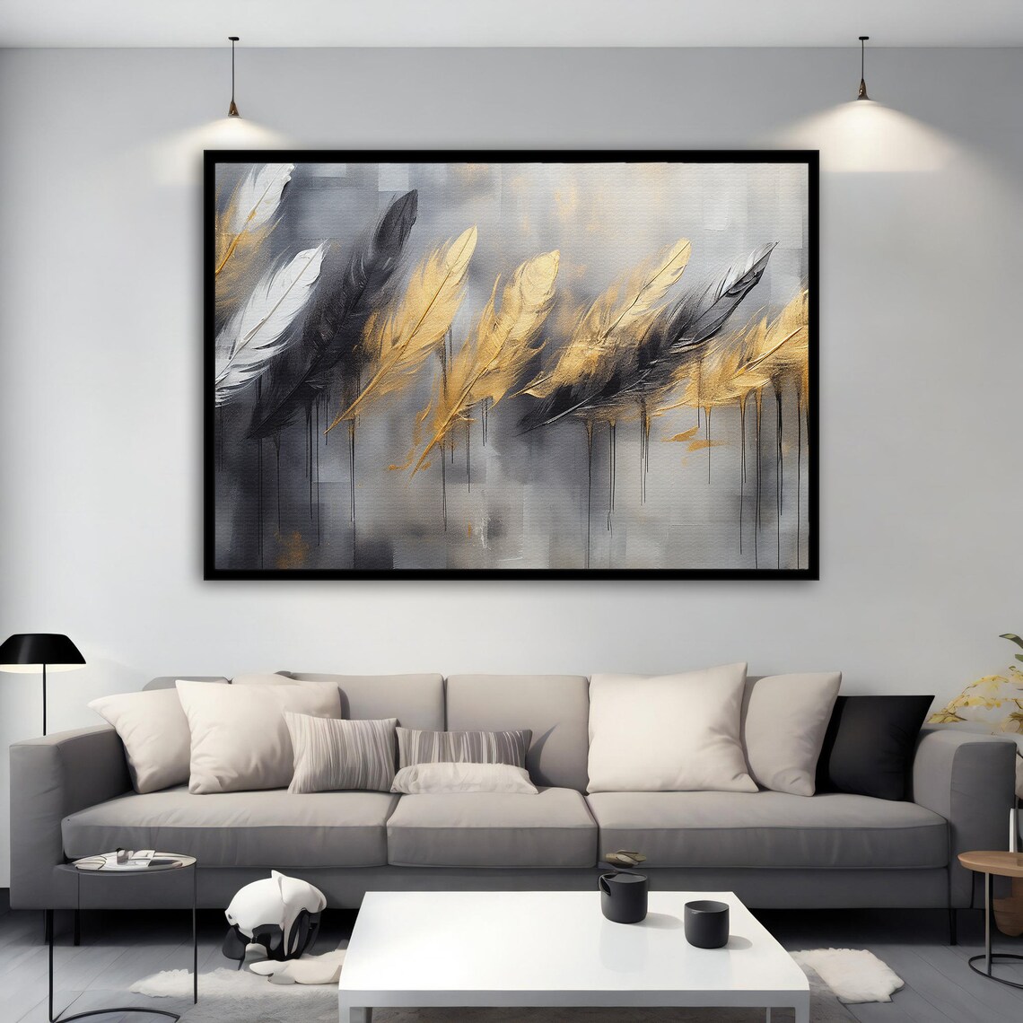 Feather Abstract Feather, Black And Gold Poster - Image 2