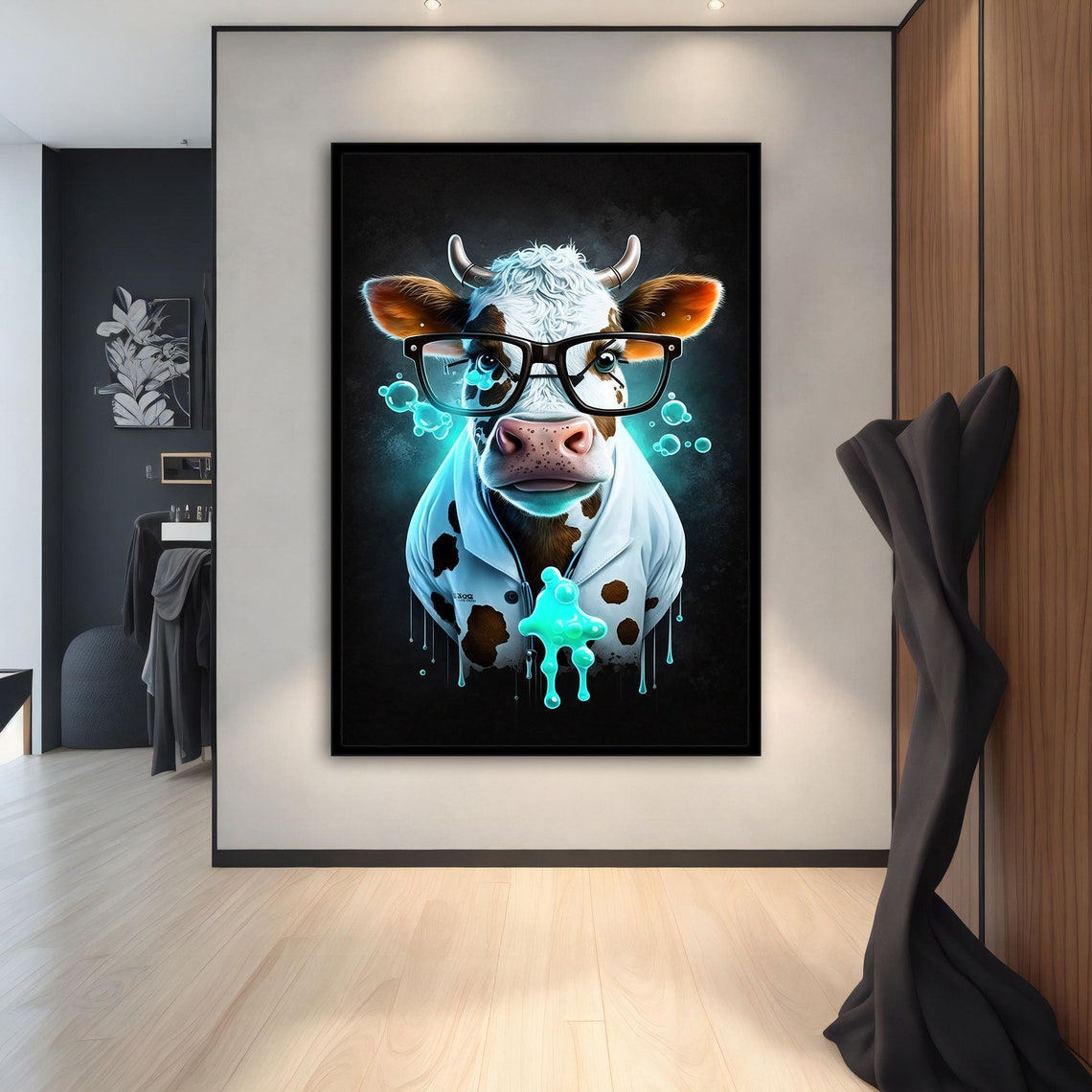 Doctor Cow Painting Doctor Cow Poster Doctor Cow Wall Art Doctor Cow Art Animal Home Decor Wall Decor Animal Wall Decor - Image 3
