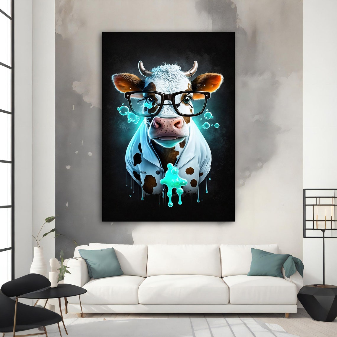 Doctor Cow Painting Doctor Cow Poster Doctor Cow Wall Art Doctor Cow Art Animal Home Decor Wall Decor Animal Wall Decor - Image 2