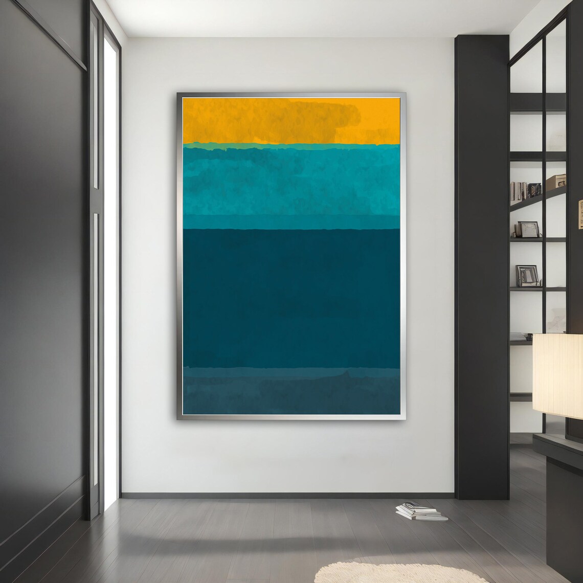 Rothko Style Yellow and Teal Color Field Abstract Art Poster - Image 3