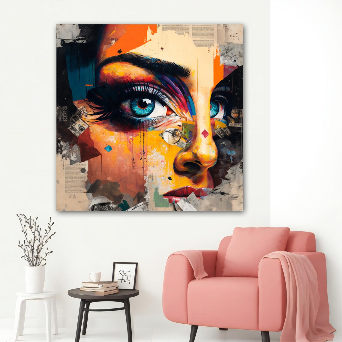 Pop Art Woman Blue Eyes Colorful Street Style Face Art Poster - Image 3