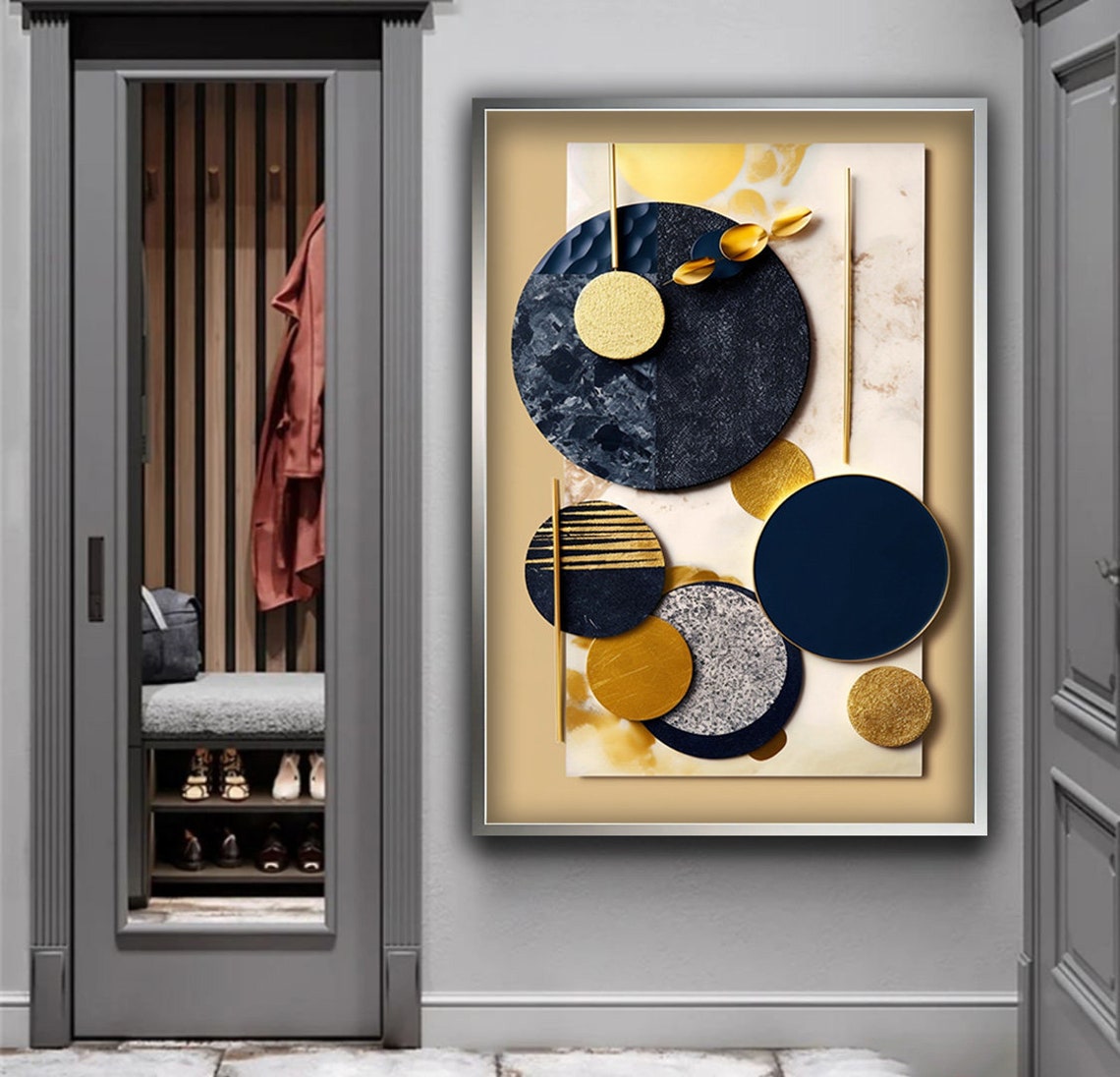 Gold Black Abstract Circles Geometric Modern Luxury Wall Art Poster - Image 3
