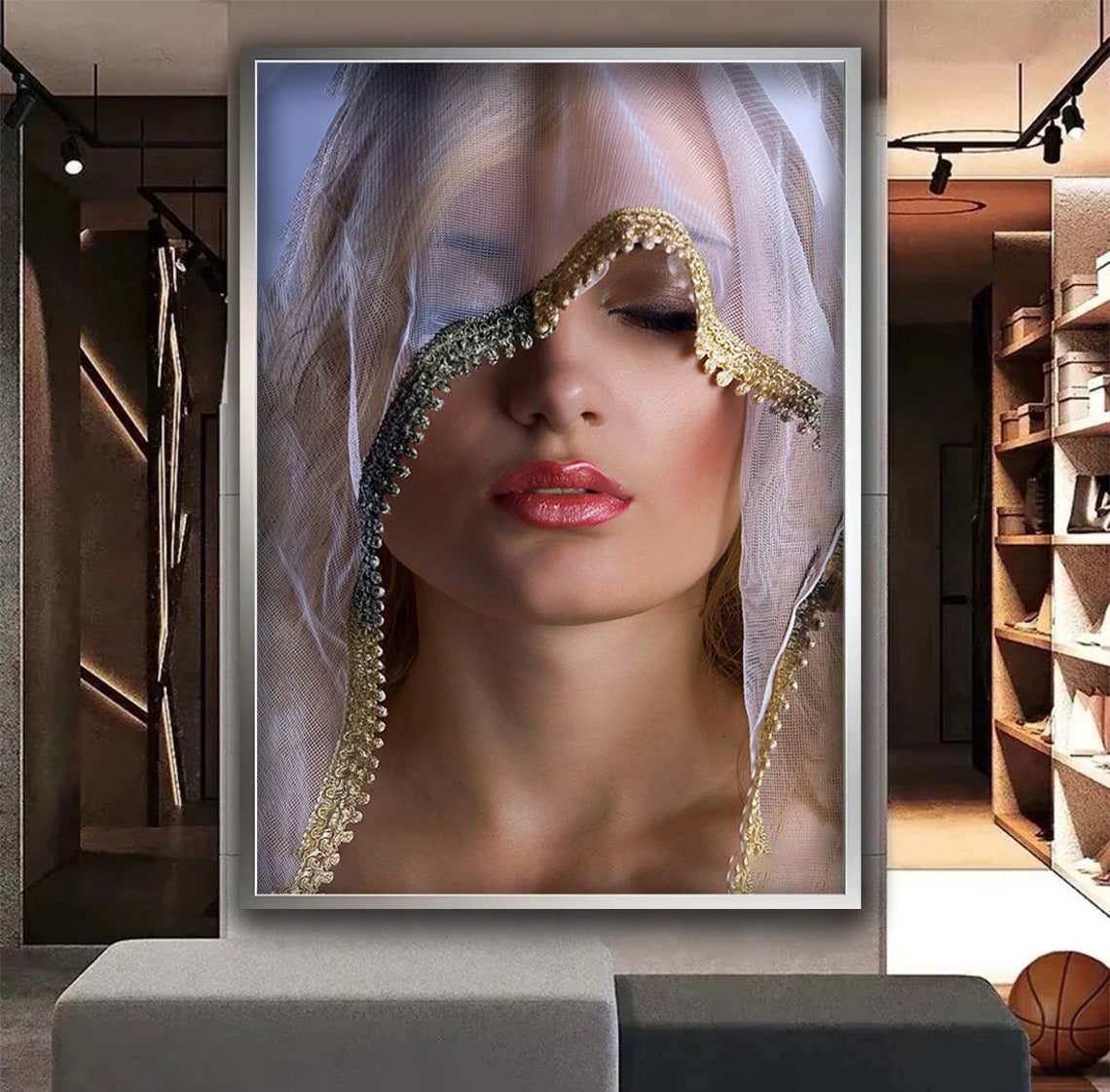 Blonde Woman Painting Woman With Makeup Blonde Girl Poster Beatiful Woman Wall Art Veiled Woman Wall Art - Image 5