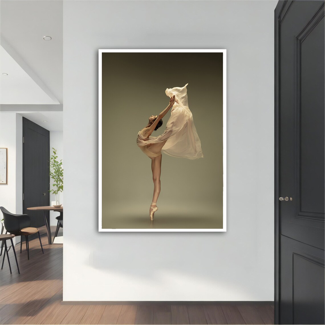Elegant Ballerina Pointe Pose Flowing Silk Dress Studio Portrait Poster - Image 5