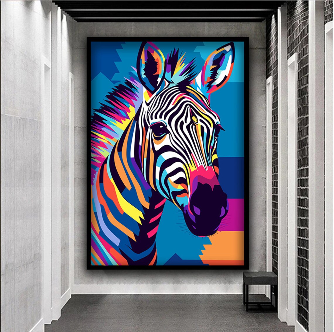 Colorful Pop Art Zebra Portrait Rainbow Stripes Animal Art Poster - Image 5