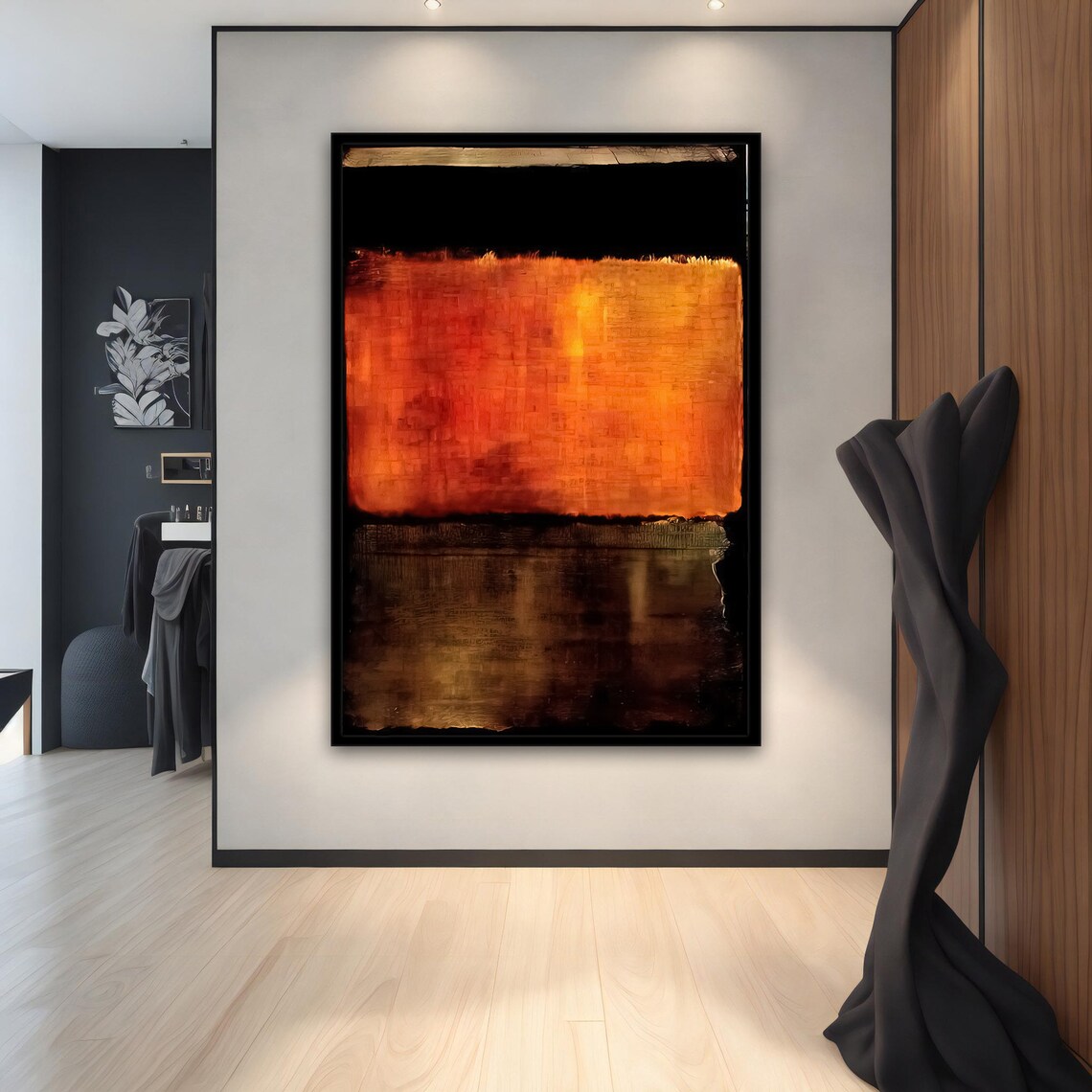Rothko Style Black Orange Flame Glow Color Field Wall Art Poster - Image 2