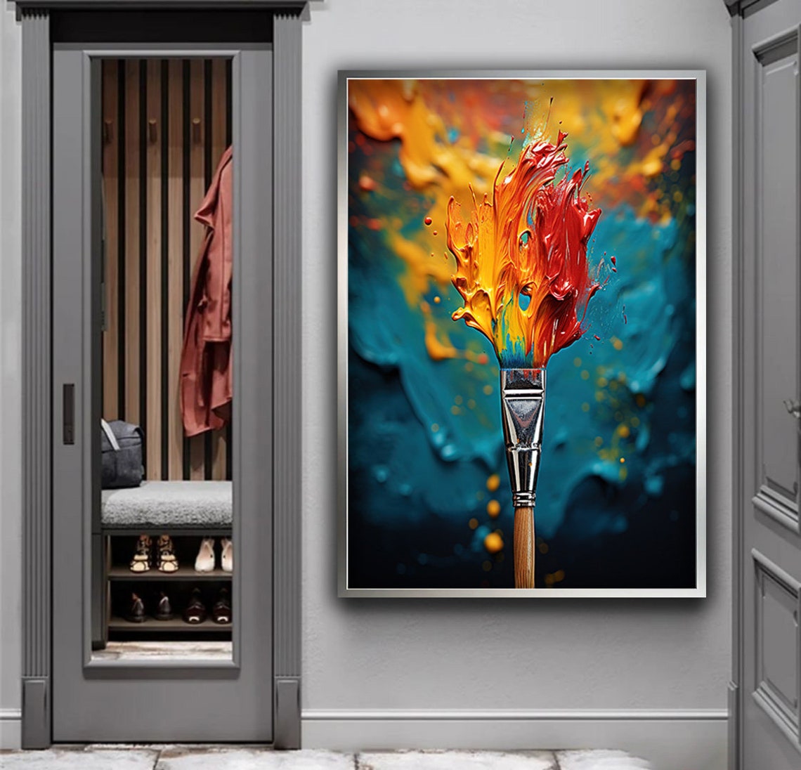 Paintbrush Exploding With Vibrant Paint Splash Abstract Art Poster - Image 4