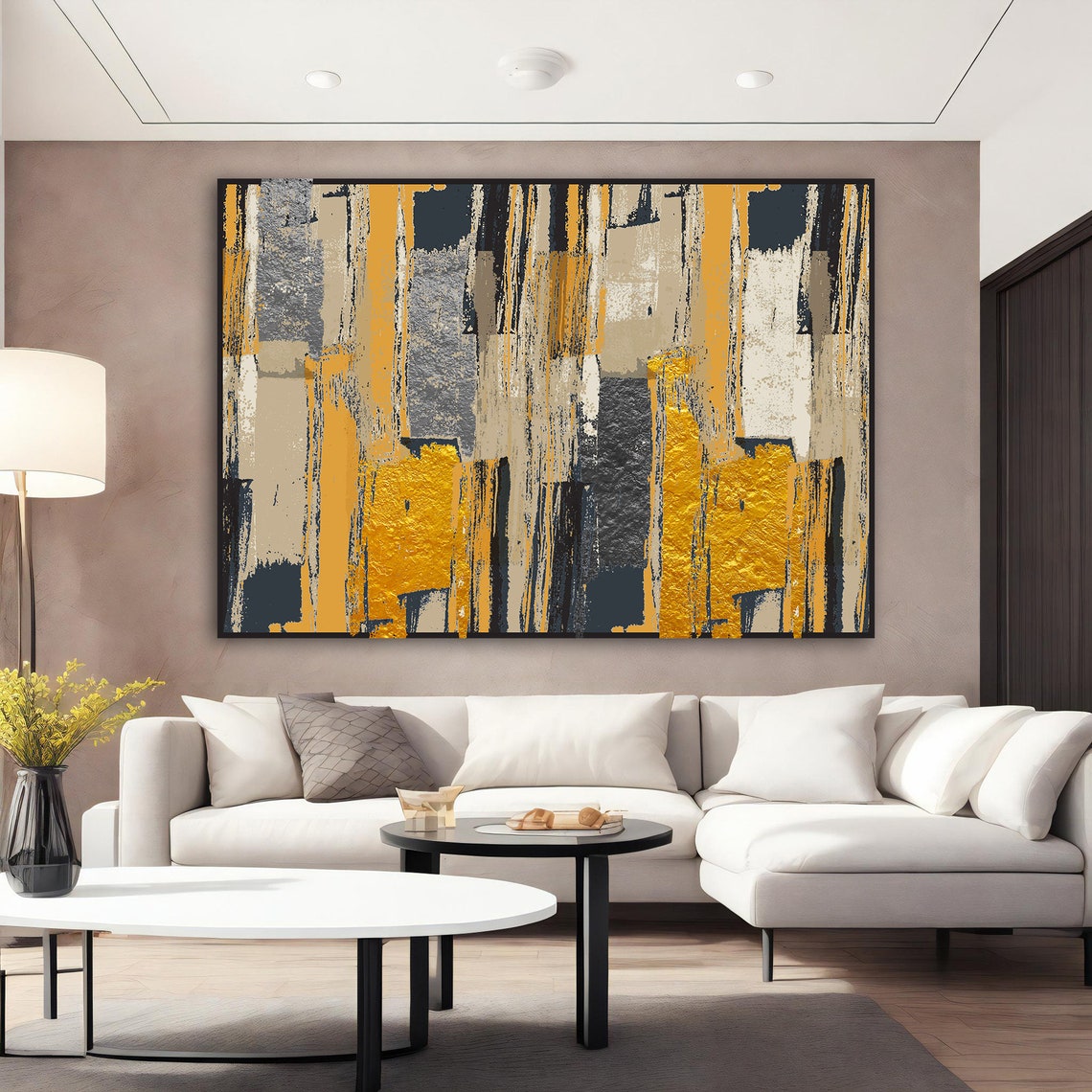 Black Gold Abstract Textured Stripes Modern Luxury Wall Art Print - Image 4