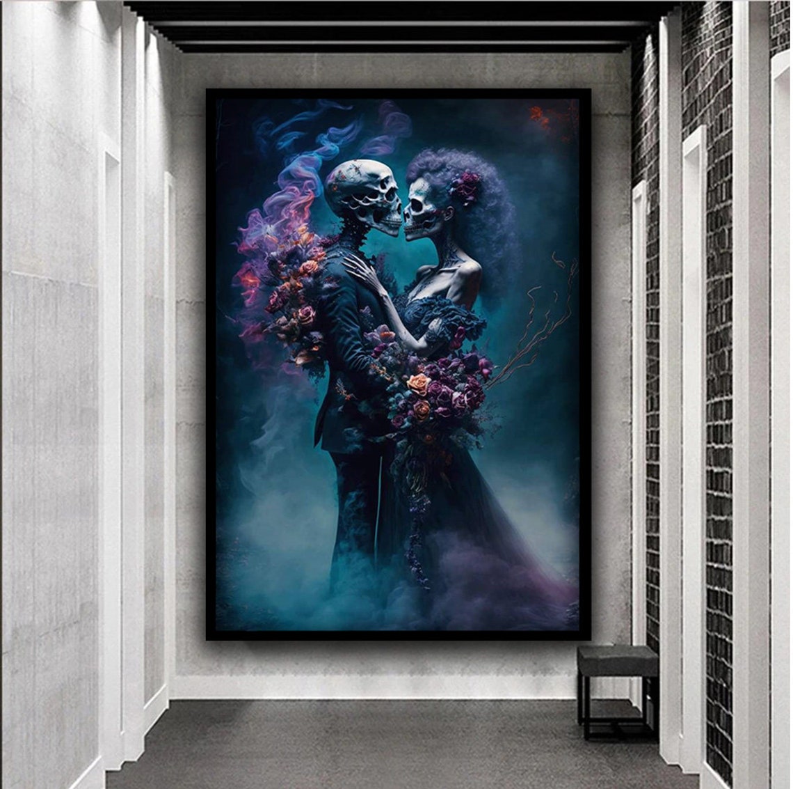 Skeleton Couple Embrace Gothic Love Dark Romantic Skull Art Poster - Image 5