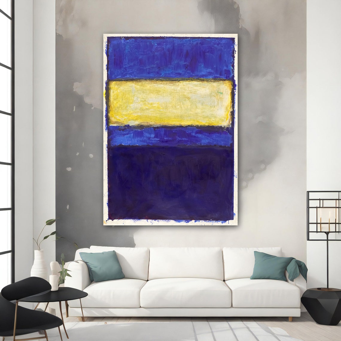 Rothko Style Blue and Yellow Color Field Bold Abstract Art Poster - Image 3