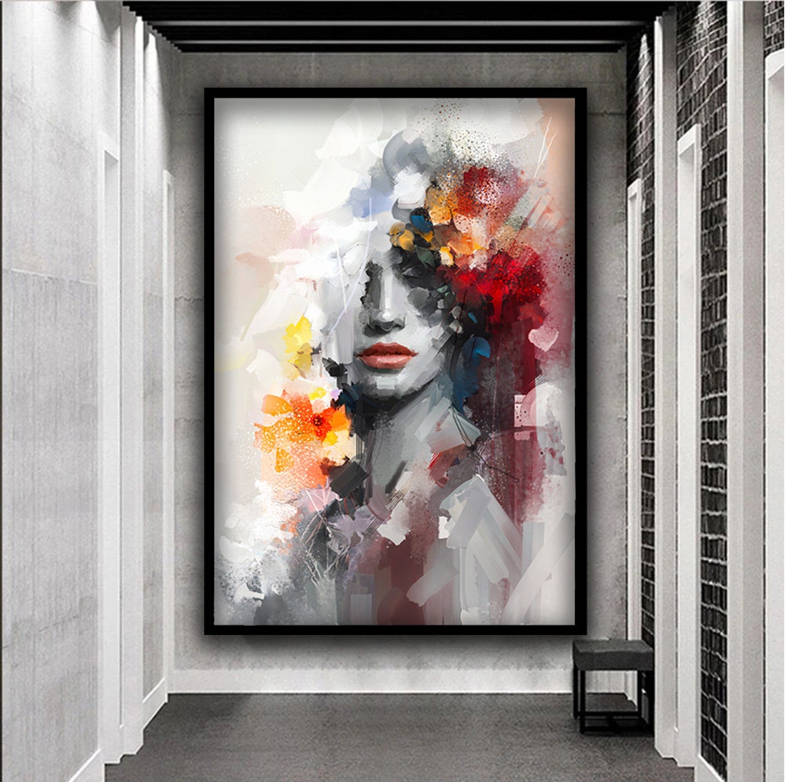 Abstract Woman Print Colorful Woman Portrait Art Colorful Abstract Woman Painting Feminine Woman Wall Decor - Image 3
