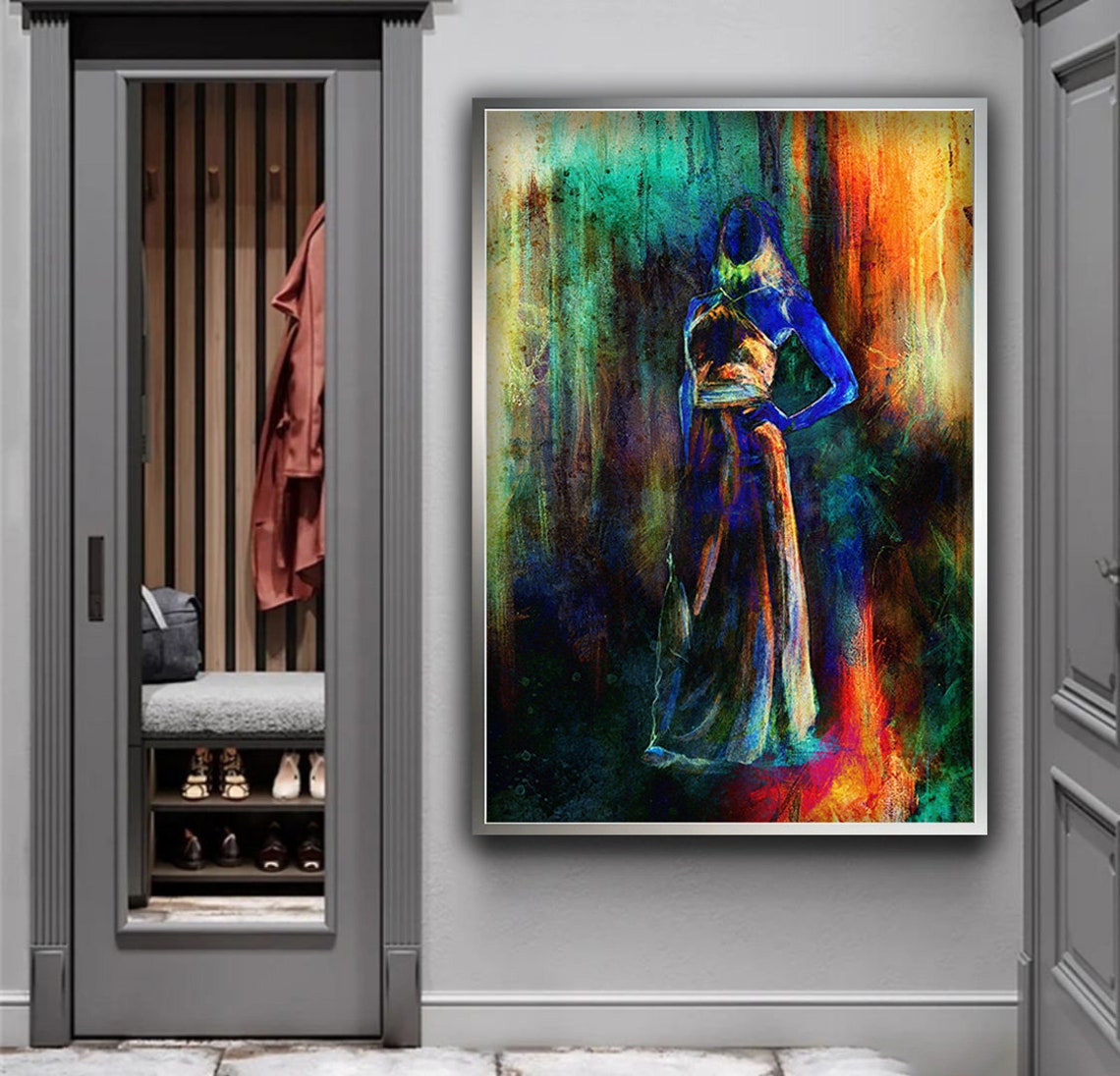 Sketch Of A Mystical Woman Art Colorful Woman Painting Surreal Woman Wall Art Female Painting Colorful Print - Image 2