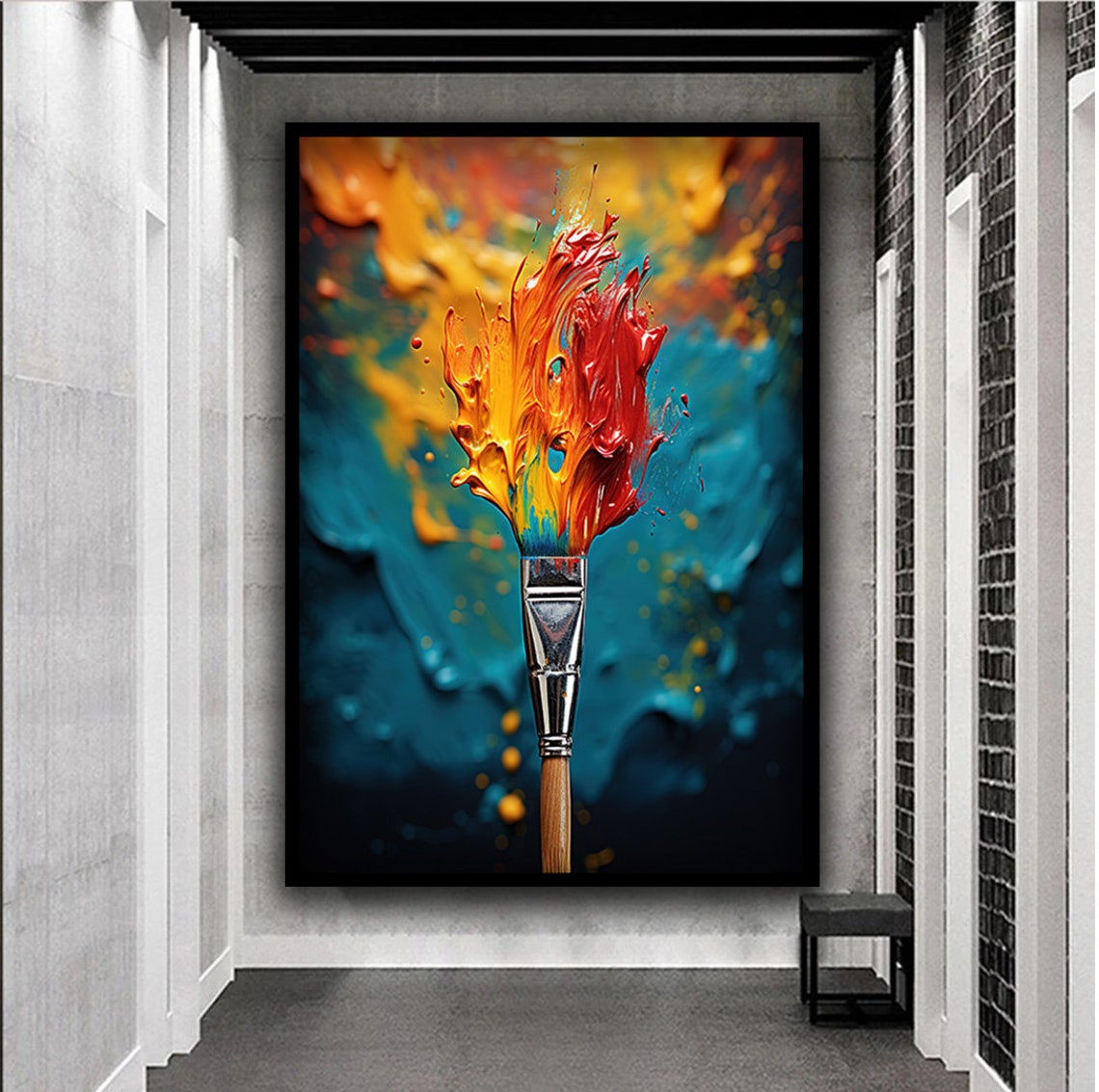 Paintbrush Exploding With Vibrant Paint Splash Abstract Art Poster - Image 5