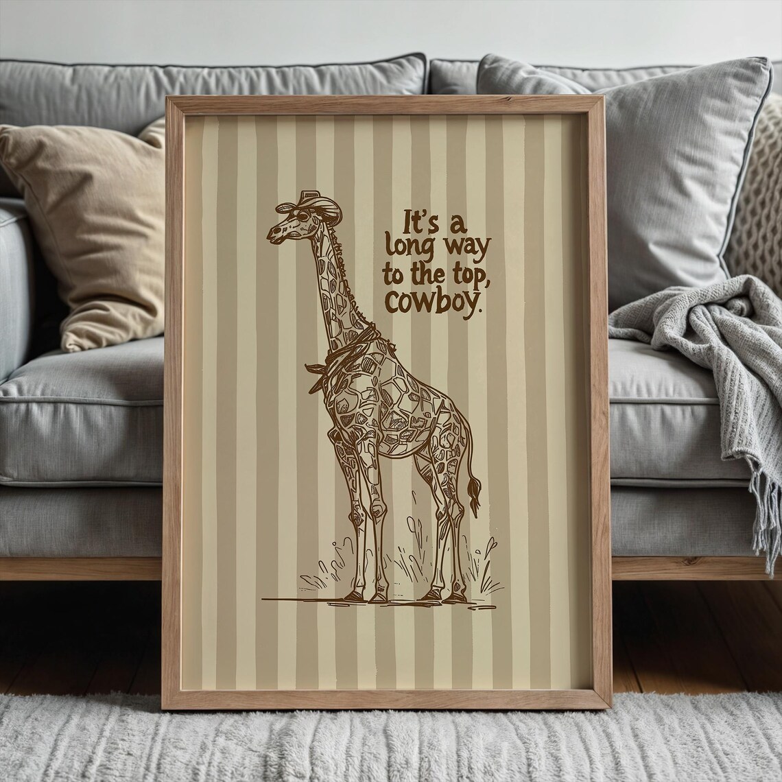 Cowboy Giraffe Long Way To The Top Quote Striped Western Wall Art
