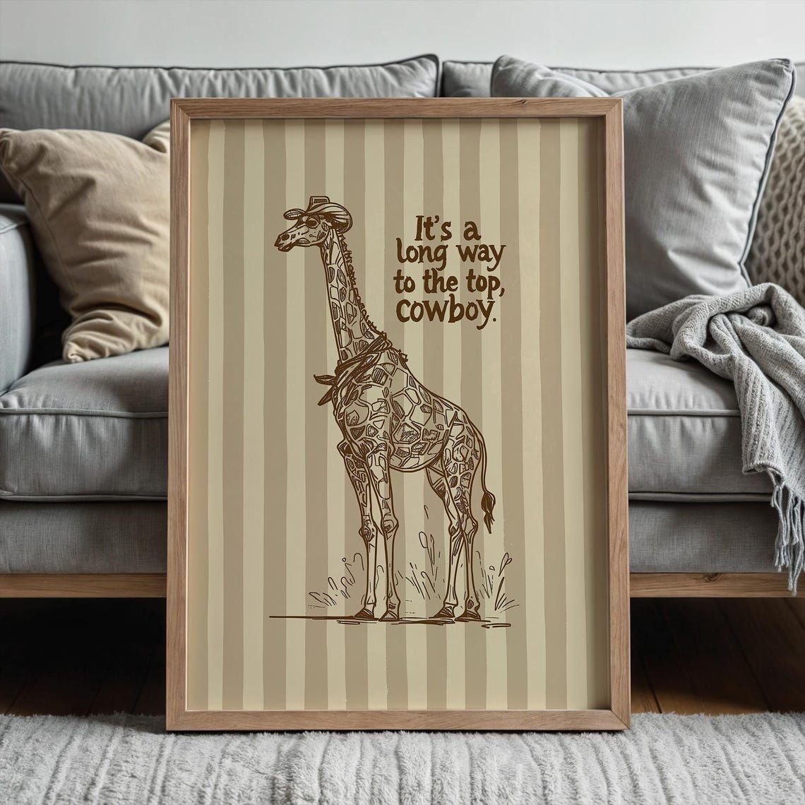 Cowboy Giraffe Print Western Wall Art Funny Animal Decor