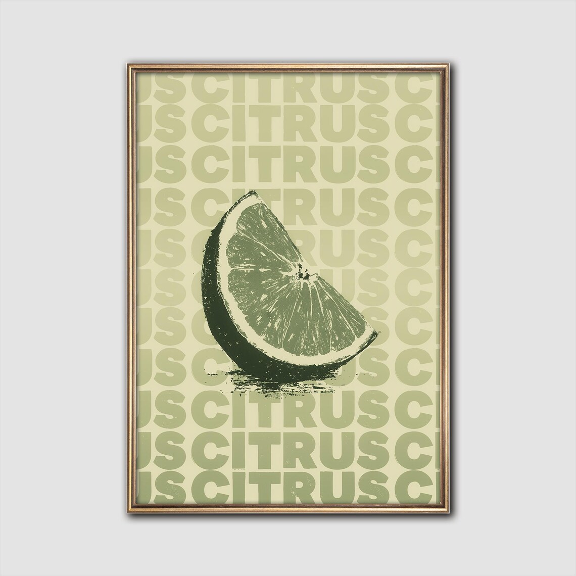 Citrus Echo Art Print, Bold Green Fruit Slice