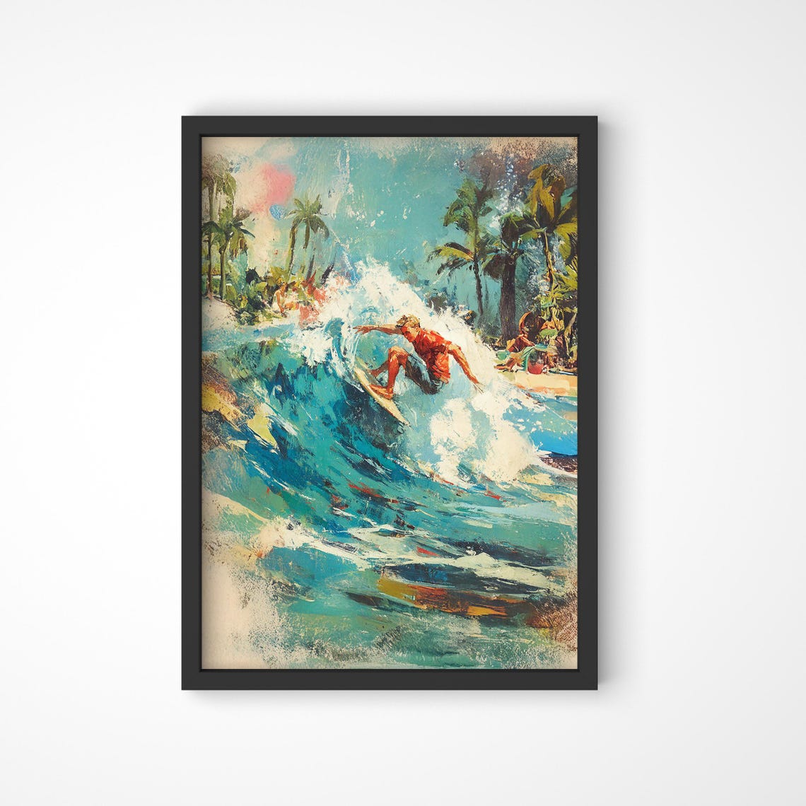 Vintage Surf Poster Retro Beach Wave Art