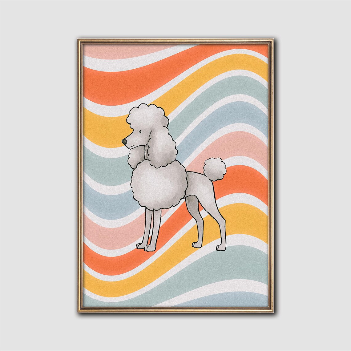 Retro Poodle Print, Mid-Century Modern Dog Art
