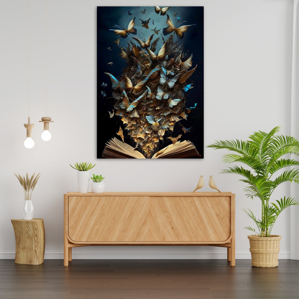 Magical Open Book Butterflies Emerging Dark Surreal Fantasy Art Poster - Image 3