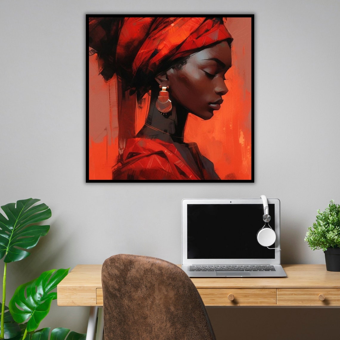 African Woman Red Headwrap Profile Portrait Ethnic Beauty Poster - Image 4