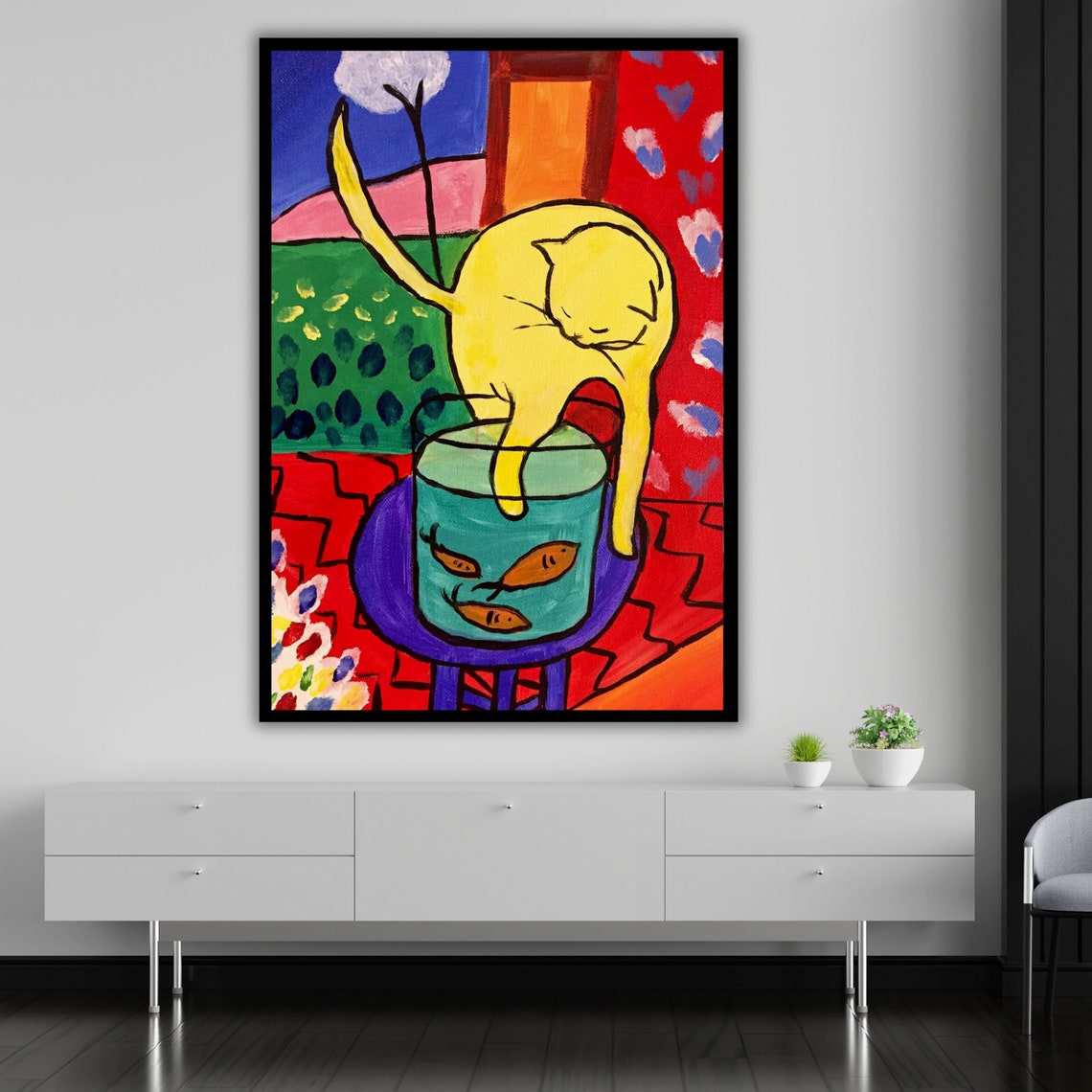 Henri Matisse Cat With Red Fish Wall Art Ready To Hang Animal Lover Gift Kitty Decor Fish Lover Art - Image 5