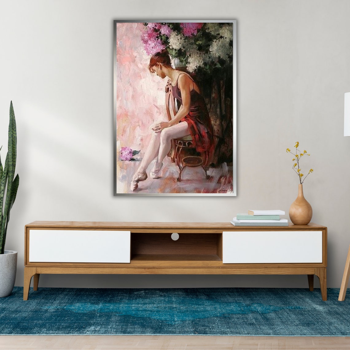 Sitting Ballerina Wall Art Ready To Hang Female Dancer Artwork Ballet Dancer Decor Dance Lover Gift - Image 2