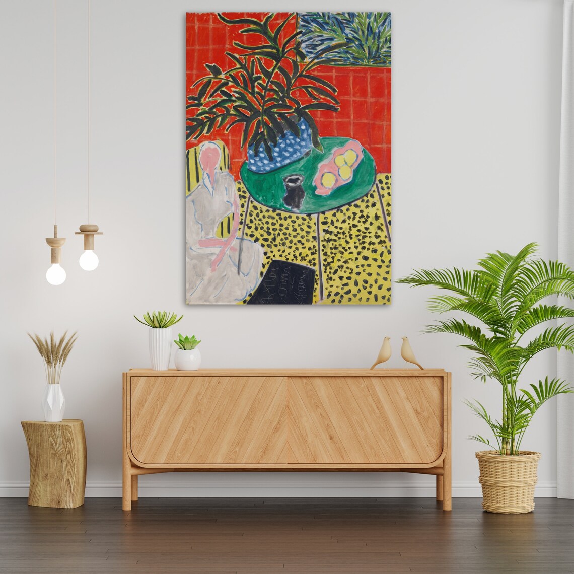 Fauvist Red Interior Plant Still Life Table Bold Colorful Modern Art Print - Image 3