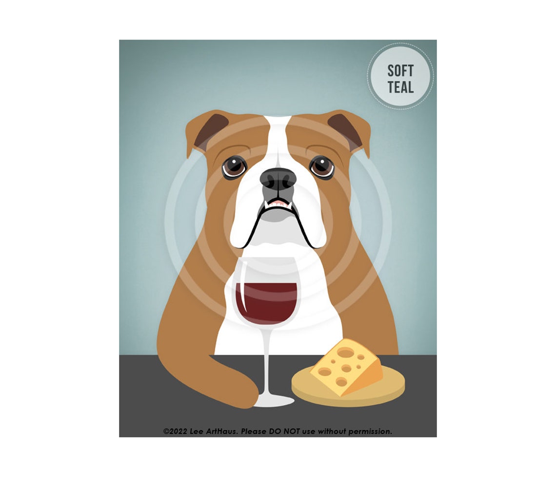 515dp Dog Art Prints English Bulldog Drinking Wine Wall Art English Bulldog Gifts English Bulldog Art Dog Portrait Wine Home Decor - Image 4