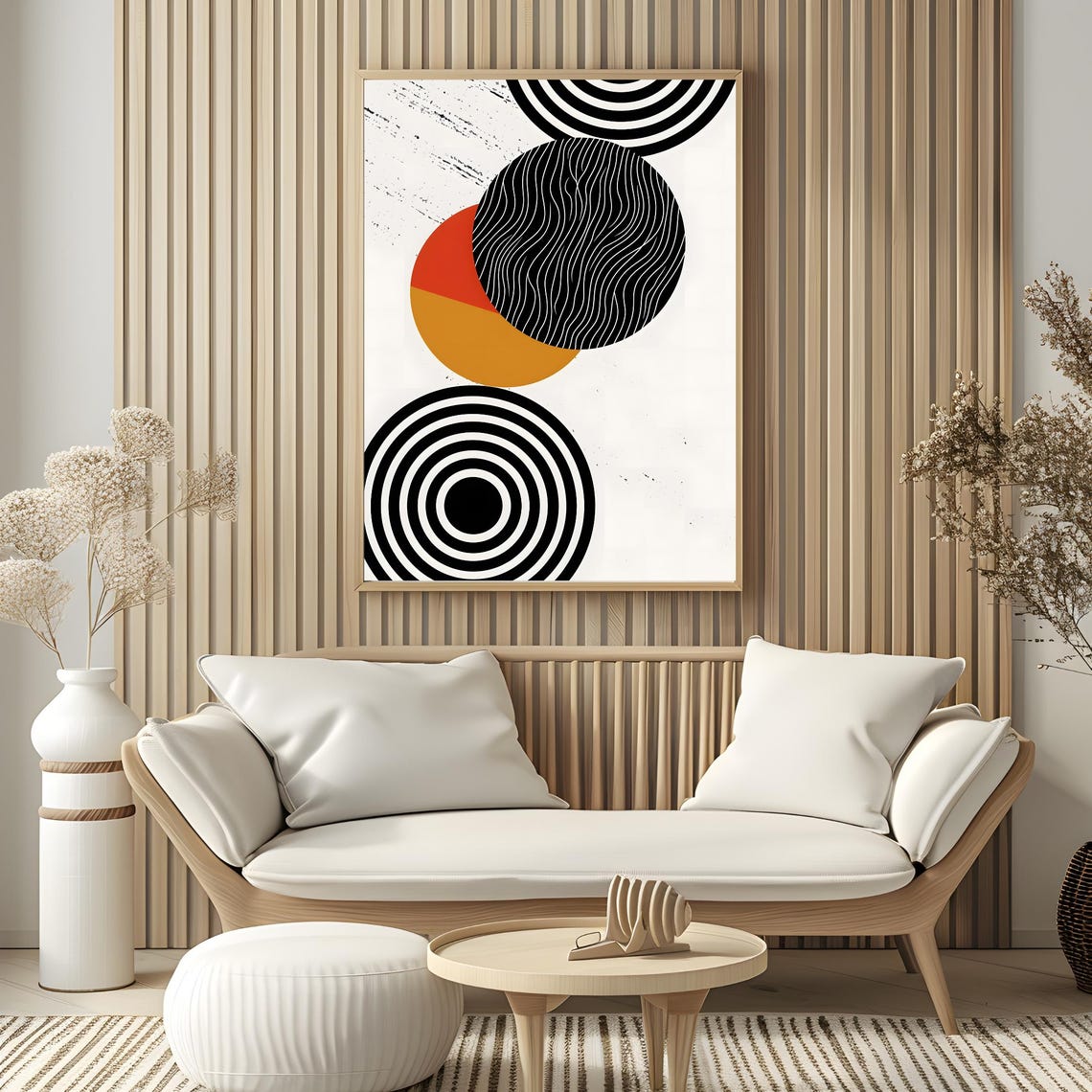 Mid Century Modern Wall Art Abstract Wall Decor Art Print Minimal Black And White Art Print Boho Art Neutral Geometric Shapes Wall Art - Image 3