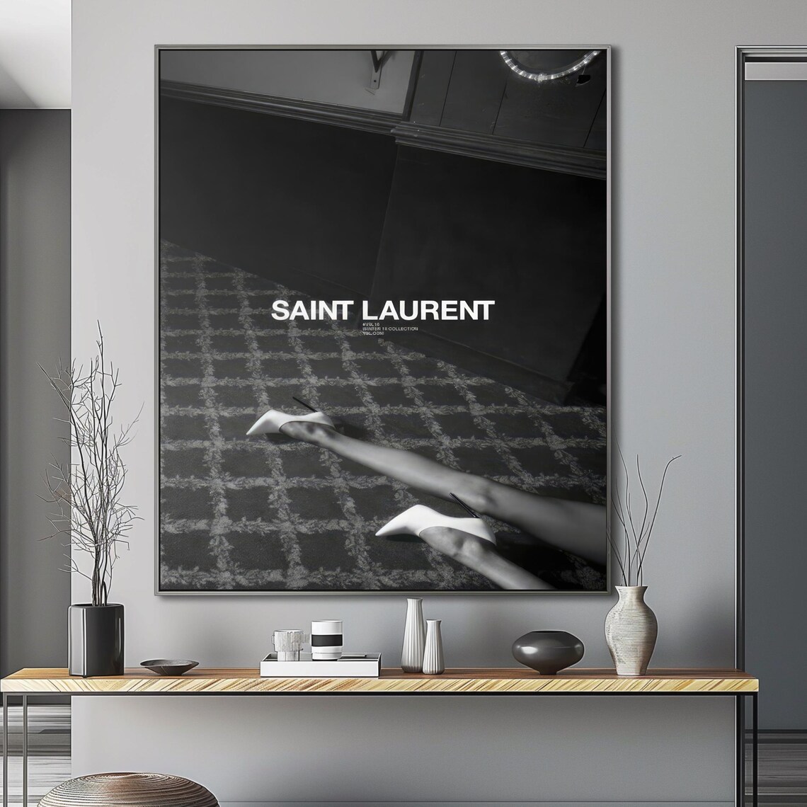 Saint Laurent Black And White White Heels Fashion Photography Poster - Image 5
