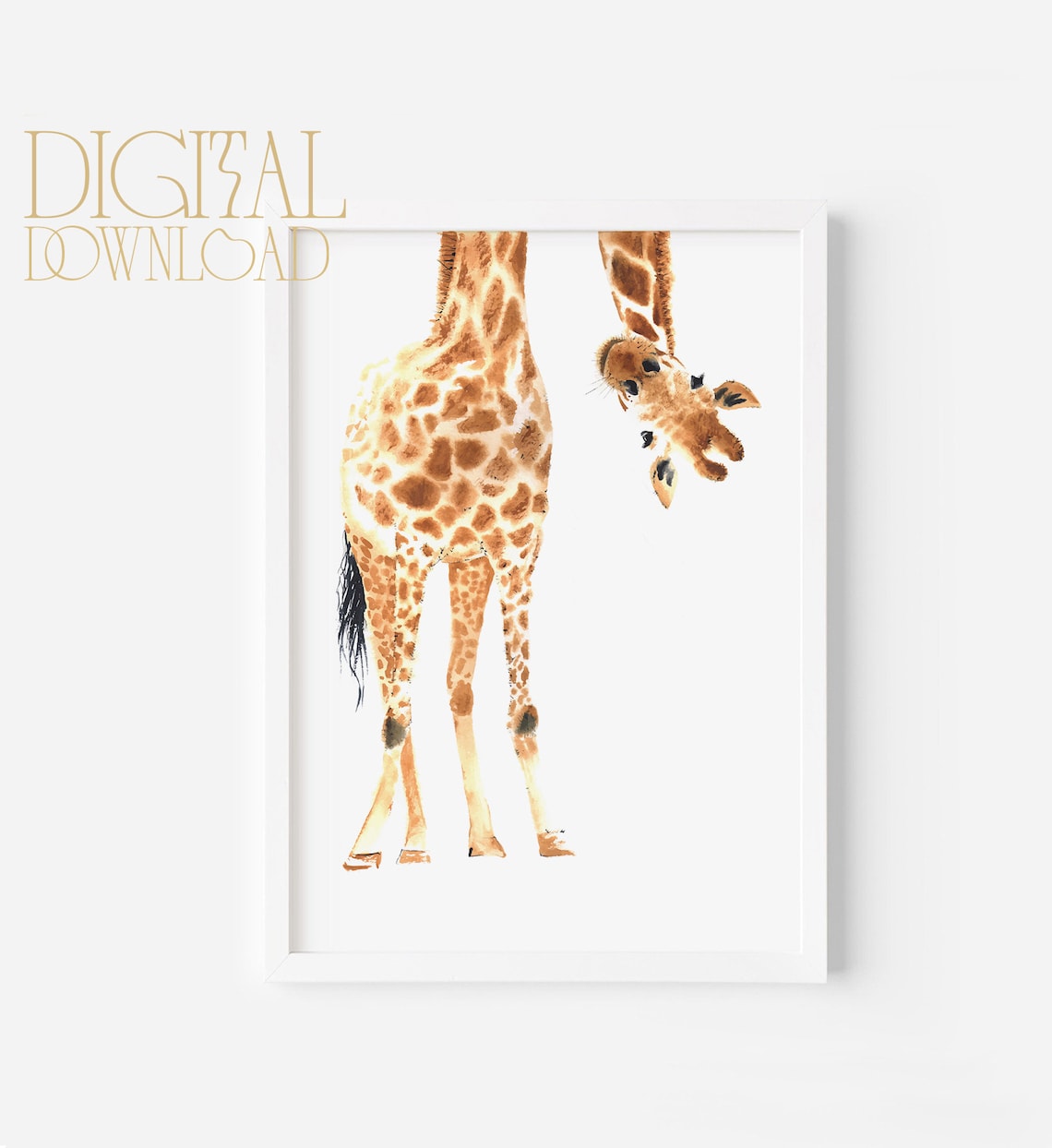 Giraffe Nursery Watercolor Animal Safari Kids Room Wall Art Decor - Image 3