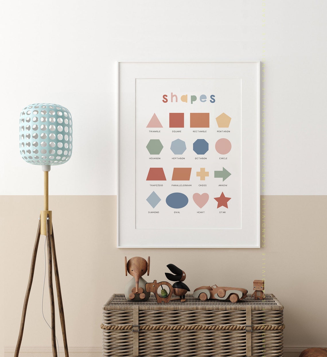 Shapes Educational Print Nursery Wall Art Colorful Shapes Rainbow Nursery Decor Wall Art Classroom Decor Rainbow - Image 4